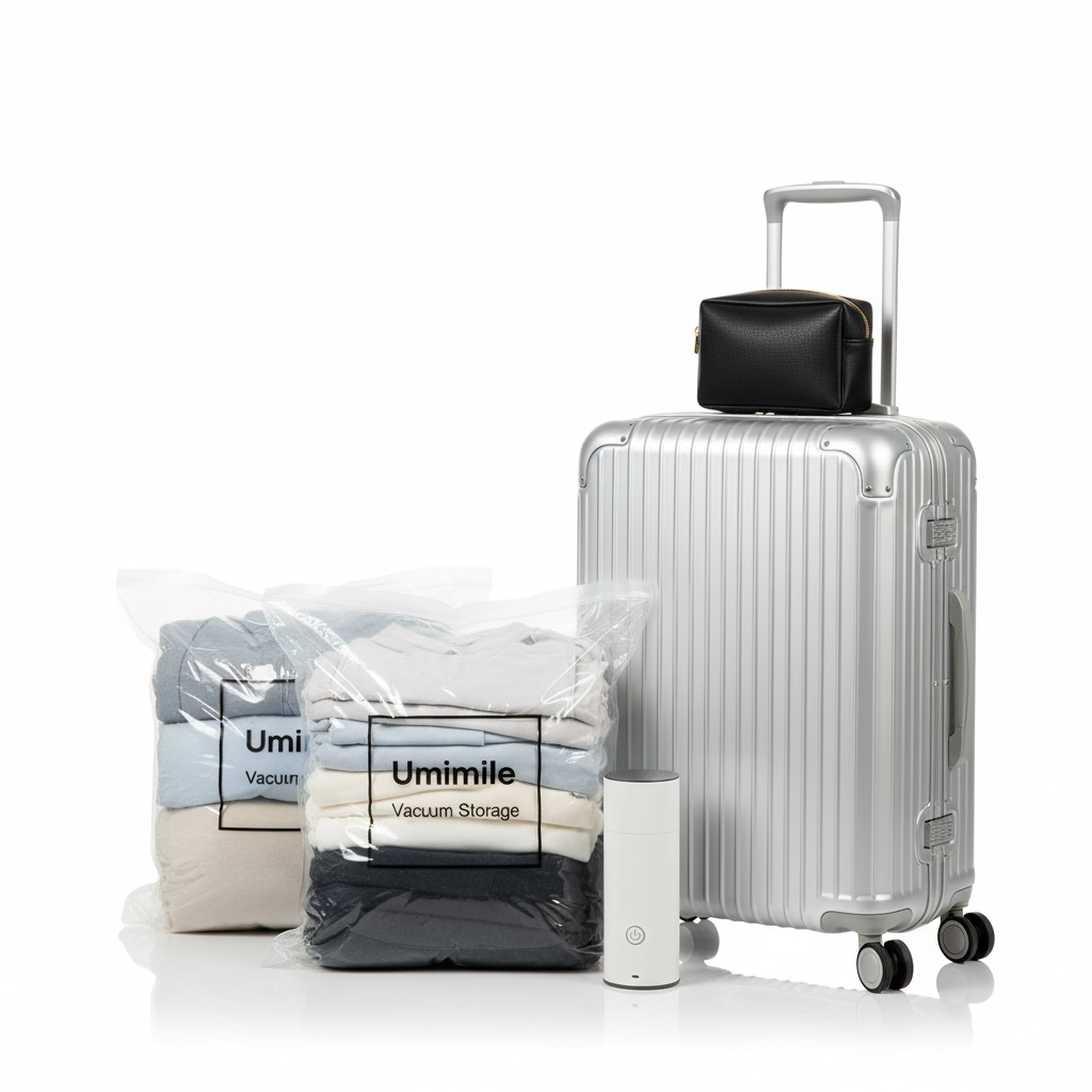 Umimile Travel Vacuum Bags with Electric Pump — reusable, space-saving compression bags for luggage and travel organization, available at Glowvoyage