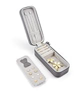 BONNY DODO Small Travel Jewelry Organizers Box for women with PU Leather Portable Mini Jewelry Case with compartments for Necklace Rings Earrings,Luxury Giftable boxes. (Gray, S)