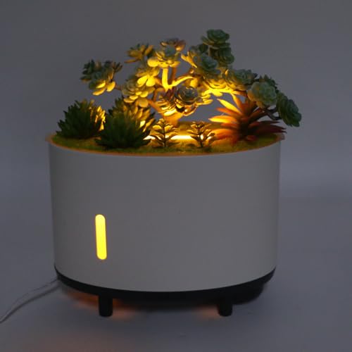 Simulation Plant Humidifier, 200ML Quiet Air Humidify Automatic Power Off Diffuser Portable Mini Humidifier for Baby Room Office Bedroom (US Plug)