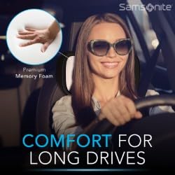 Samsonite Neck Pillow for Car – Ergonomic Memory Foam Headrest Cushion – Car Seat Support for Driving Comfort – Compact Neck Rest – Travel Pillow for Long Road Trip, Black