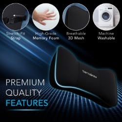 Samsonite Neck Pillow for Car – Ergonomic Memory Foam Headrest Cushion – Car Seat Support for Driving Comfort – Compact Neck Rest – Travel Pillow for Long Road Trip, Black