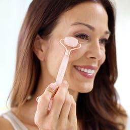 Face Roller & Gua Sha Set - Brazilian Certified Rose Quartz Stone - Natural Anti-Aging Facial Massager Tool for Skin Tightening - Lifting Facial Roller & Eye Sculpting Kit for Women & Men