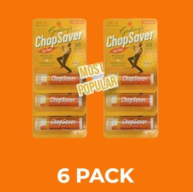 Goslings Original ChopSaver SPF 15 Lip Care, All Natural Lip Balm with SPF, Chapstick for Musicians and More, Effective Relief for Dry, Cracked Lips and Skin, Made in USA, 0.15 Oz (Pack of 6)