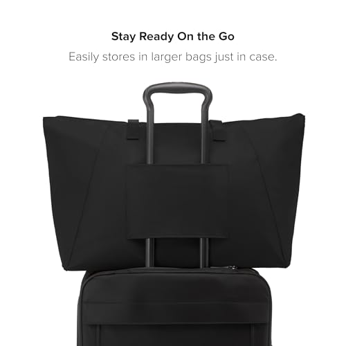 TUMI - Just In Case Tote - Foldable, Lightweight and Compact, Packable Travel Bag - Folds Into Included Pouch - Large, Black with Gold Hardware