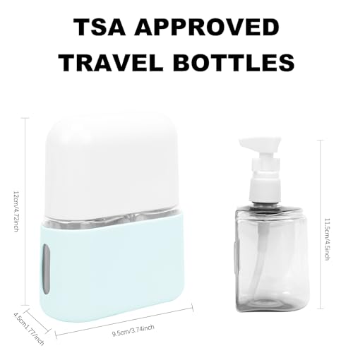 Skycase Travel Bottles - Leak Proof Refillable Tsa Approved Travel Size Toiletries, 2 in 1 Liquid Bottles Containers with Labels and Funnel Airplane Accessories Kits for Lotion Liquid (Blue)