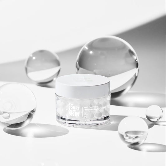 I'M SORRY FOR MY SKIN Age Capture Facial Cream, Korean Skin Care Moisturizer for Face and Neck with Hyaluronic Acid, Anti-Aging, Wrinkle Gel-Cream for Women (White - Firming Enriched Cream, 1.76 oz)