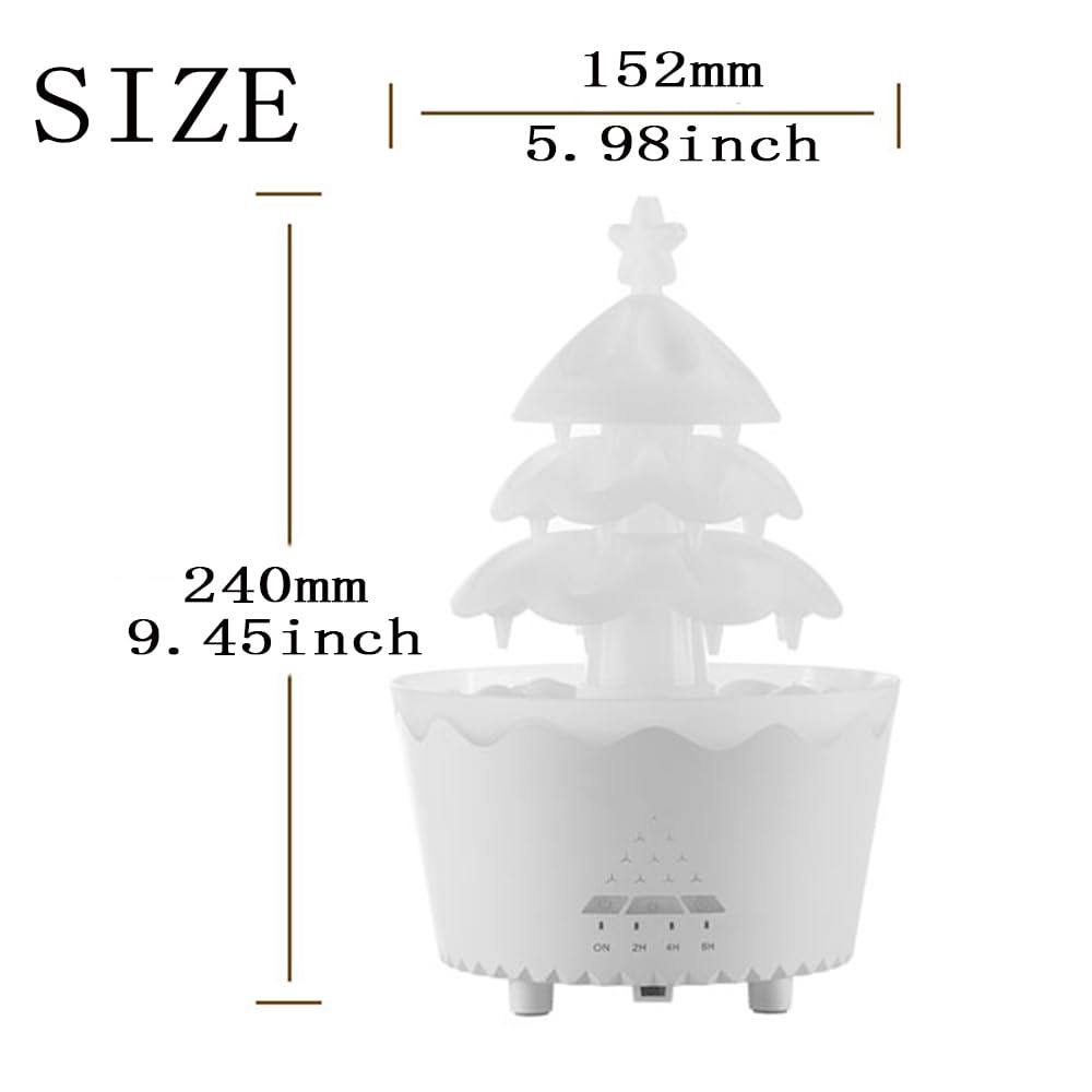 Rain Cloud Essential Oil Diffusers Rotatable,Water Drip Rain Lucky Tree Humidifier Night Light with 7 Changing Colors for Relaxing Mood Water Drop Sound (yellow red)