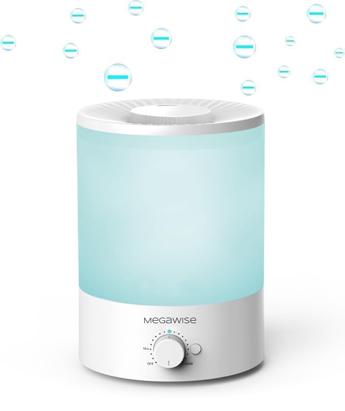 MegaWise Ultrasonic Cool Mist Humidifier | Quiet Operation, Top Fill, Auto Shut-Off | Ideal for Bedroom, Baby Room, and Plants (3.5 L)