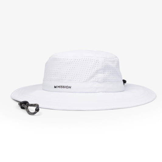 MISSION White Cooling UPF Boonie Hat - Unisex Sun Hat for Hiking, Beach & Fishing - Sweat & Water Activated Technology