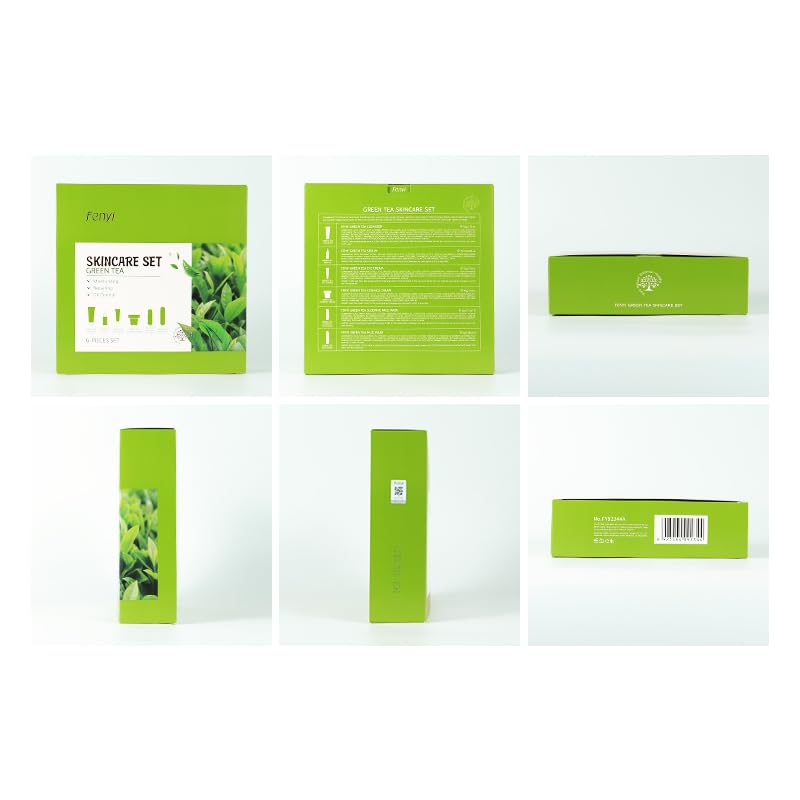 Green Tea Skincare Set, 5 Pcs Skincare Gift Set with Cleanser, Face Serum, Face Cream, Eye Cream, Toner , Skincare Kits For Teen Girls, Hydrating Facial Kit For Women