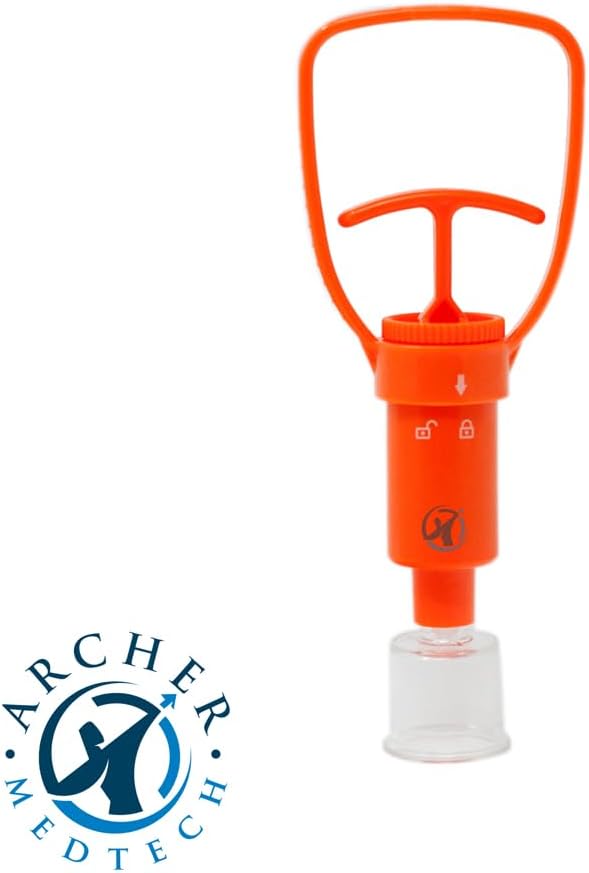 Archer MedTech Ven‑Ex Snake Bite & Bee Sting Kit – Portable Venom Extractor Pump with 2 Suction Cups, Tourniquet & Bonus Key‑chain CPR Face Shield – Compact First Aid for Hiking, Camping & Backpacking