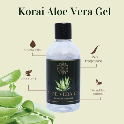 KORAI Aloe Vera Gel from freshly cut 99% Pure Aloe Vera Gel-Natural Ingredients-Vegan, Unscented - For Face, Skin and Hair