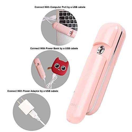 COOSKIN Anzikang Nano Handy Mist Spray Facial Mister for Eyelash Extensions USB Rechargeable Mini Beauty Instrument (Pink)
