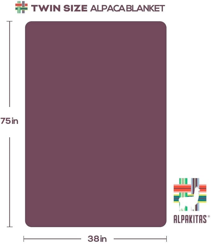 Alpaca Wool Blanket - Twin Size Throw & Warm, Lightweight, Couch or Camp - Outdoor - 75 x 38 Inches (Orange)