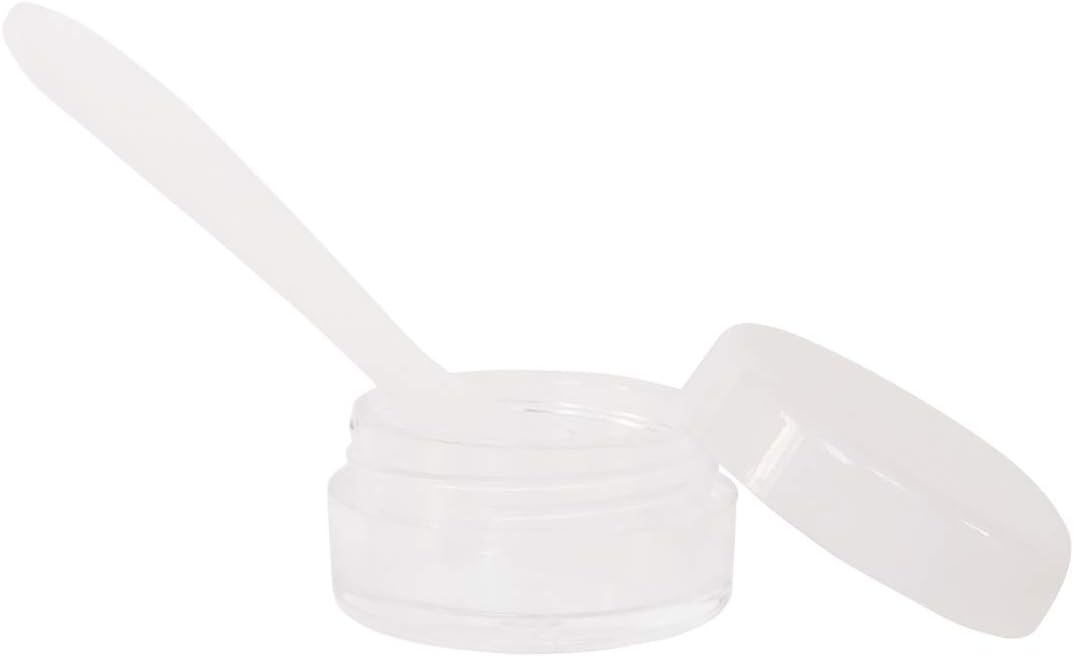 Wopanxye 20pcs 5g Small Travel Sample Cosmetic Containers for Make-up Eye Shadow Nails Lotion Powder Gems Beads Jewelry Cream, 5ml Clear Round Pot Jars with White Lid, Mini 5ml Plastic Sample Jars