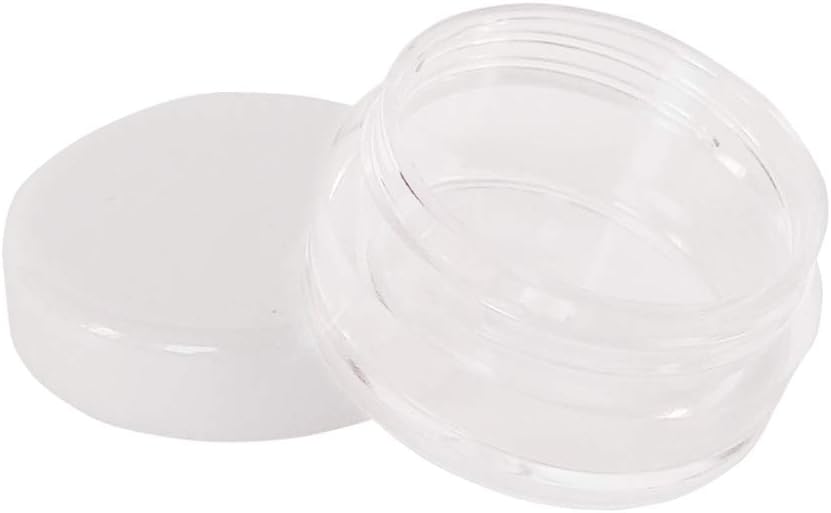 Wopanxye 20pcs 5g Small Travel Sample Cosmetic Containers for Make-up Eye Shadow Nails Lotion Powder Gems Beads Jewelry Cream, 5ml Clear Round Pot Jars with White Lid, Mini 5ml Plastic Sample Jars