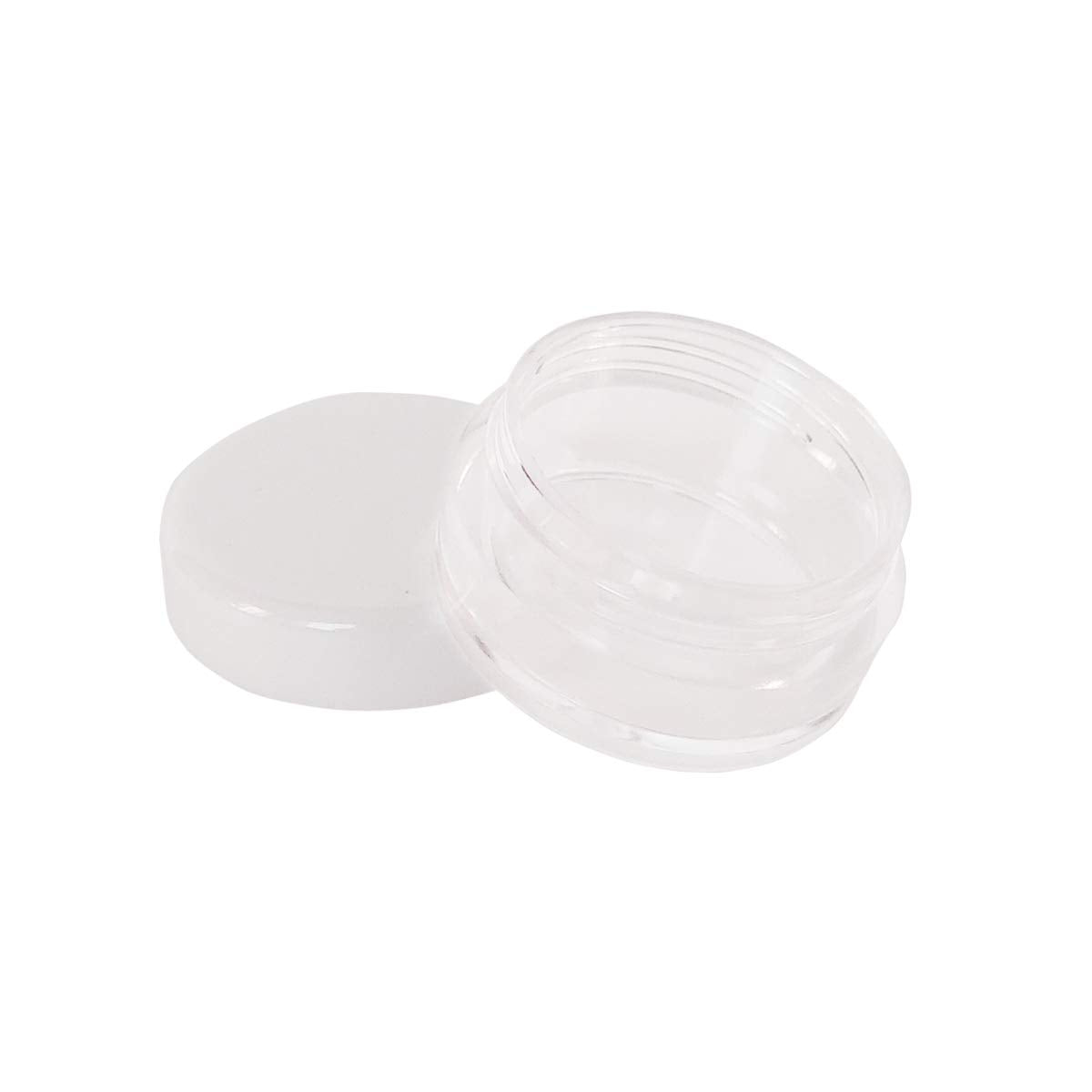 Wopanxye 20pcs 5g Small Travel Sample Cosmetic Containers for Make-up Eye Shadow Nails Lotion Powder Gems Beads Jewelry Cream, 5ml Clear Round Pot Jars with White Lid, Mini 5ml Plastic Sample Jars