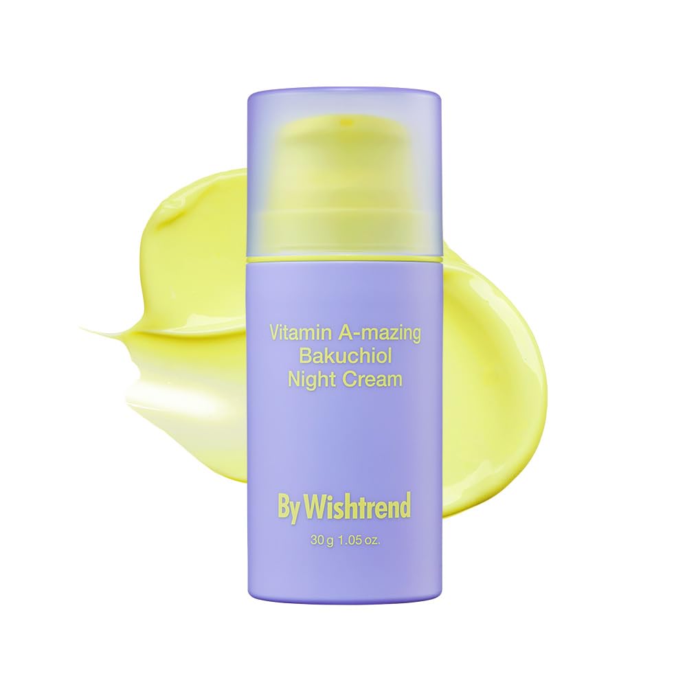 BY WISHTREND Vitamin A-mazing Bakuchiol Night Cream | Retinal, Peptide, Collagen, Ceramide NP, Centella Asiatica, moistfully plump overnight skincare (1.05 Ounce (Pack of 1))