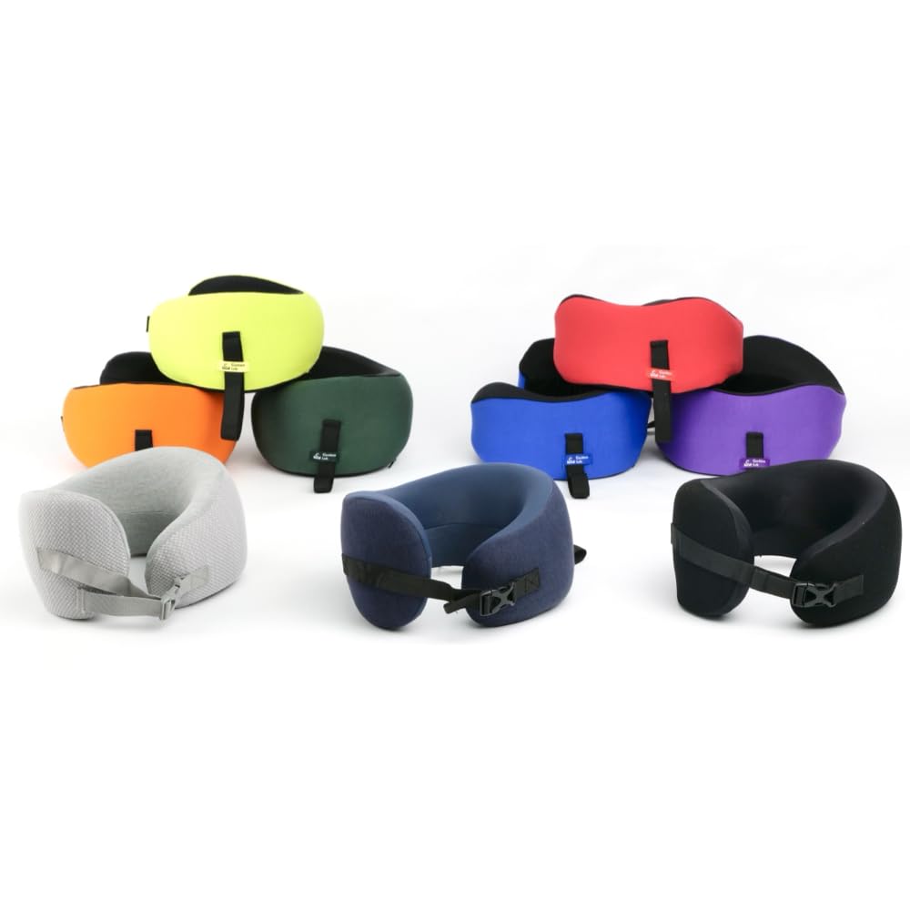 C CUSHION LAB Travel Pillow, Award-Winning Patented Ergonomic Design for Chin & Neck Support Memory Foam Neck Pillow, Compact Airplane Pillow for Traveling, Flight, Car (Gray, Medium)