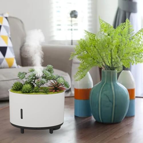 Simulation Plant Humidifier, 200ML Quiet Air Humidify Automatic Power Off Diffuser Portable Mini Humidifier for Baby Room Office Bedroom (US Plug)