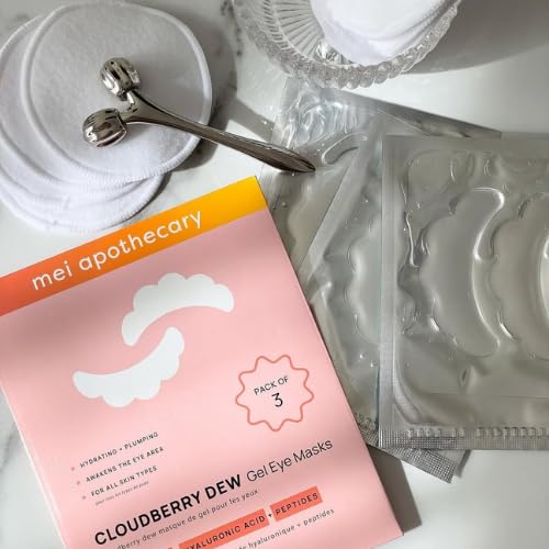 Mei Apothecary Cloudberry Dew Gel Eye Mask - 3 Pack Cooling Eye Masks for Puffy Eyes, Dark Circles & Wrinkles, Infused with Vitamin C, Peptides & Hyaluronic Acid