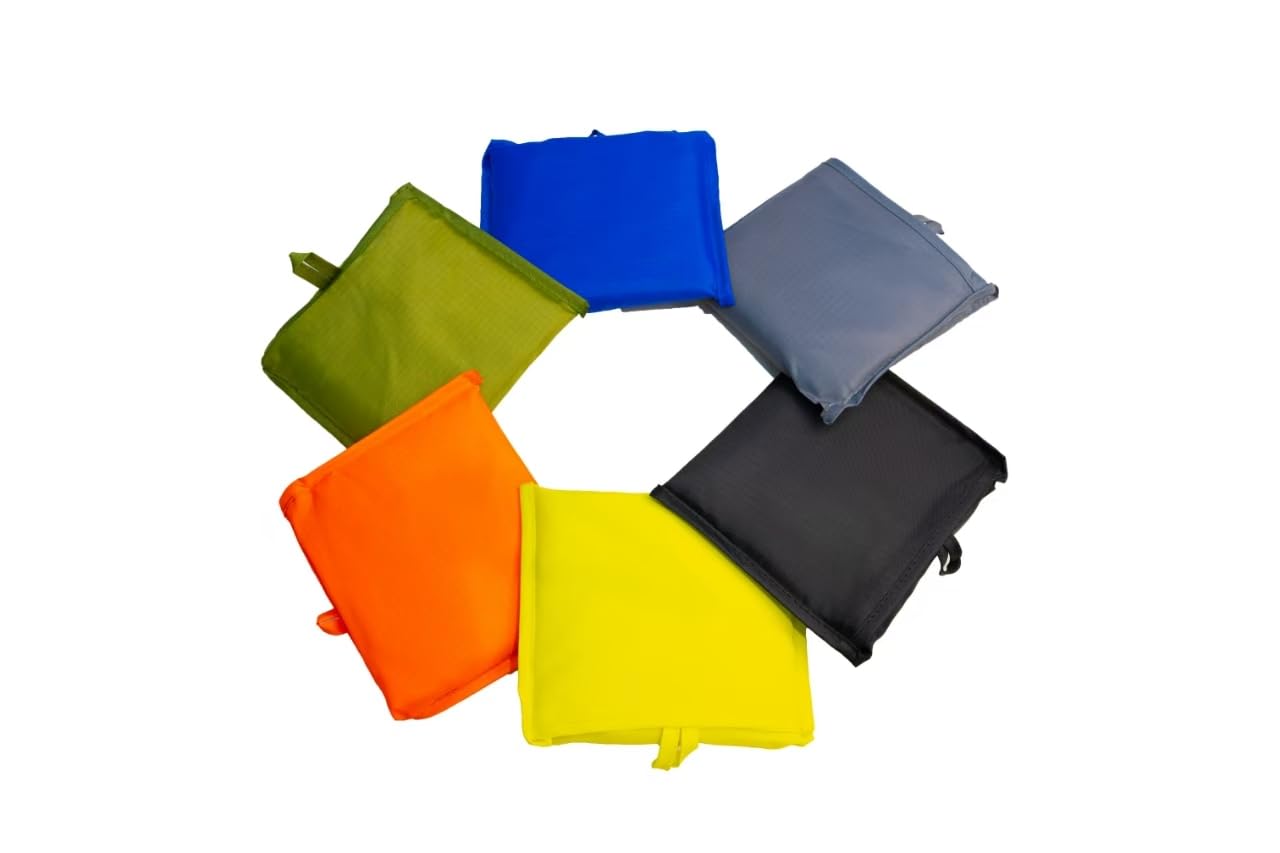 Zenloria Foldable Reusable Grocery Bags – Heavy Duty 6 Pack with Handles | XL Tote for Women & Men, Market, Travel, Storage (Black, Grey, Blue, Army Green, Yellow, Orange)