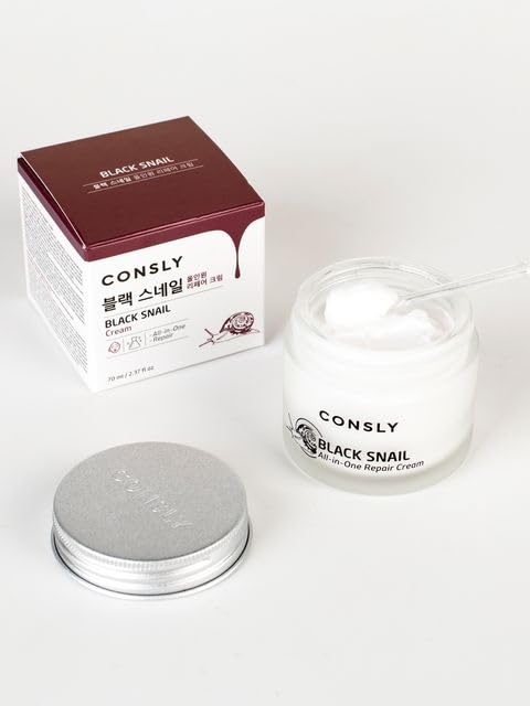 CONSLY_Black Snail All-In-One Repair Cream | Regenerating Moisturizer | Reduces Wrinkles | Improves Texture | Deeply Hydrating | For All Skin Types | 70ml