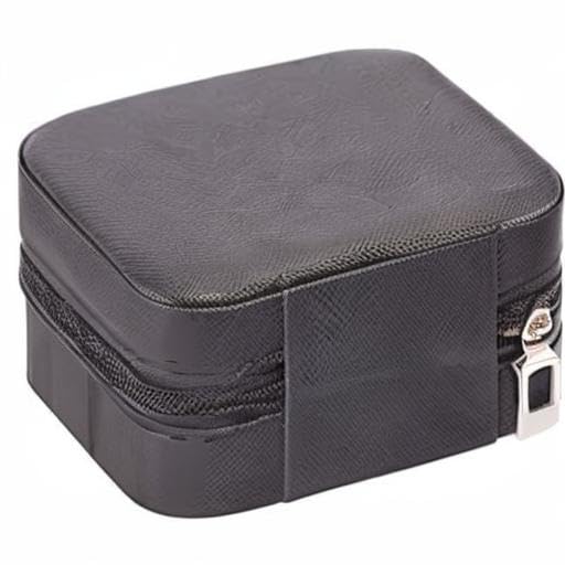 LETURE PU Leather Small Jewelry Box, Travel Portable Jewelry Case for Ring, Pendant, Earring, Necklace, Bracelet Organizer Storage Holder Boxes (Black)