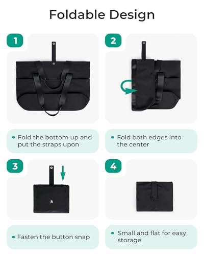 BAGSMART Tote Bag for Women, Foldable Tote Bag With Zipper Large Shoulder Bag Top Handle Handbag for Travel, Work-16.5''l X 6''wx 14''h