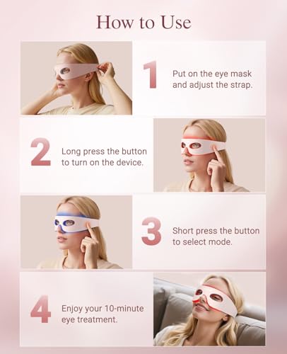 Red Light Therapy for Eyes, Wireless Under-Eye Red Light Therapy Mask with Timing Function, 3 Modes with Near-Infrared for Eyes Bags, Dark Circles, Fine Lines, Rechargeable Home Skincare Eye Mask