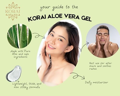 KORAI Aloe Vera Gel from freshly cut 99% Pure Aloe Vera Gel-Natural Ingredients-Vegan, Unscented - For Face, Skin and Hair