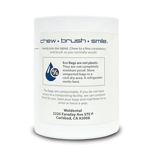 Weldental Chewtab Advanced Whitening Toothpaste Tablets with Nano-Hydroxyapatite 180 Count Refill (Peppermint)