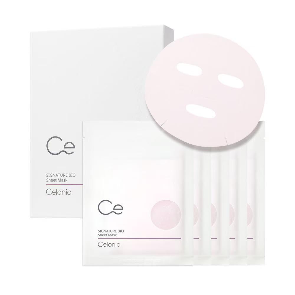 CELONIA Signature Bio Sheet Mask, Stem Cell Ampoule Deep Hydrating Face Mask, Anti Aging Face Mask Skincare For Healthy Glow, Minimize Pores, Reduce Fine Line, Boost elasticity, Correct Redness, 5PC