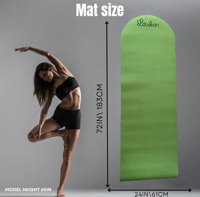 "Premium Extra Thick Yoga Mat With Strap-6mm Non-Slip,Eco-friendly,High-Density TPE,Ideal For Home,Gym, Perfect Exercise Mat for Pilates & Studio-72 L*24 W, Available In Rectangular & Arch Shapes"