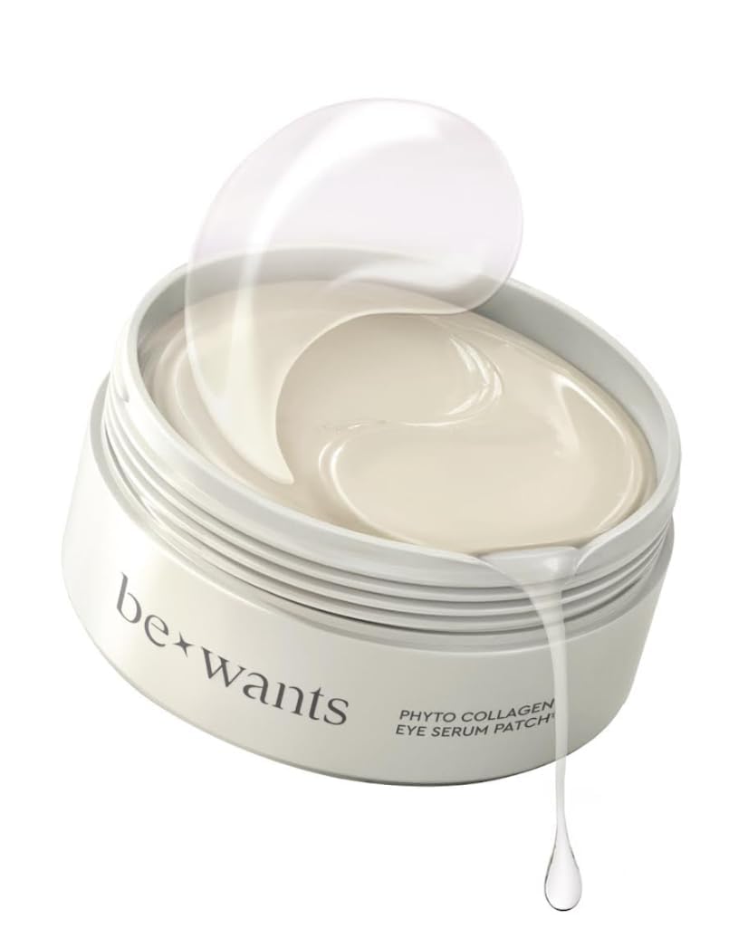 BE+WANTS Bewants under eye patches for puffy eyes, Korean under eye mask with vegan collagen and 71.9% bamboo water, patches for dark circles and Cooling, 60 pieces