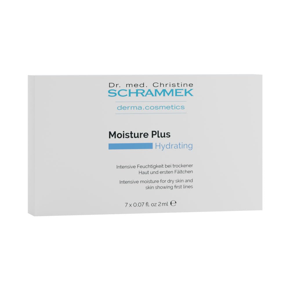 Moisture Plus Ampoules (7 x 0.07 fl oz) – Intense Hydration for Dry & Dehydrated Skin – With Hyaluronic Acid & Paracress Extract – Smooths Fine Lines – Firms & Refreshes – Dr. Schrammek