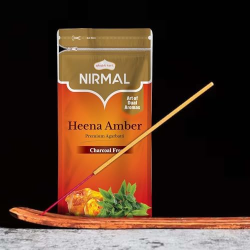Shubhkart Nirmal Agarwood Incense Sticks - Pack of 2, 200 Sticks Heena Amber Aromatherapy, Yoga, Mindful Meditation