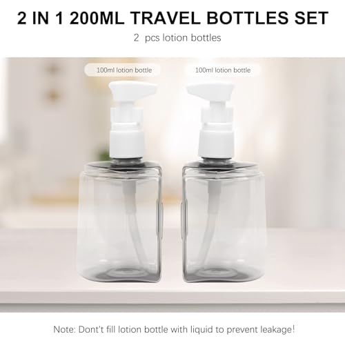 Skycase Travel Bottles - Leak Proof Refillable Tsa Approved Travel Size Toiletries, 2 in 1 Liquid Bottles Containers with Labels and Funnel Airplane Accessories Kits for Lotion Liquid (Blue)