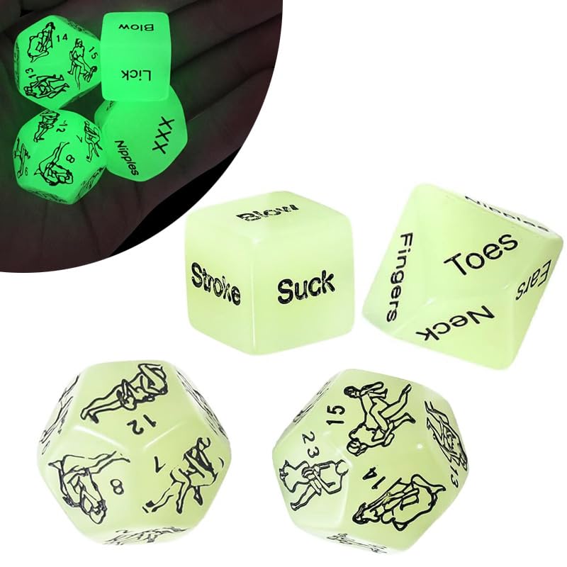 4 Pcs Dice Set Couple Games Date Night Dice, Glow in The Dark Couples Decision Dice Toys for Romantic Ideas, Funny Naughty Gifts for Adults Boyfriend Girlfriend Husband or Wife
