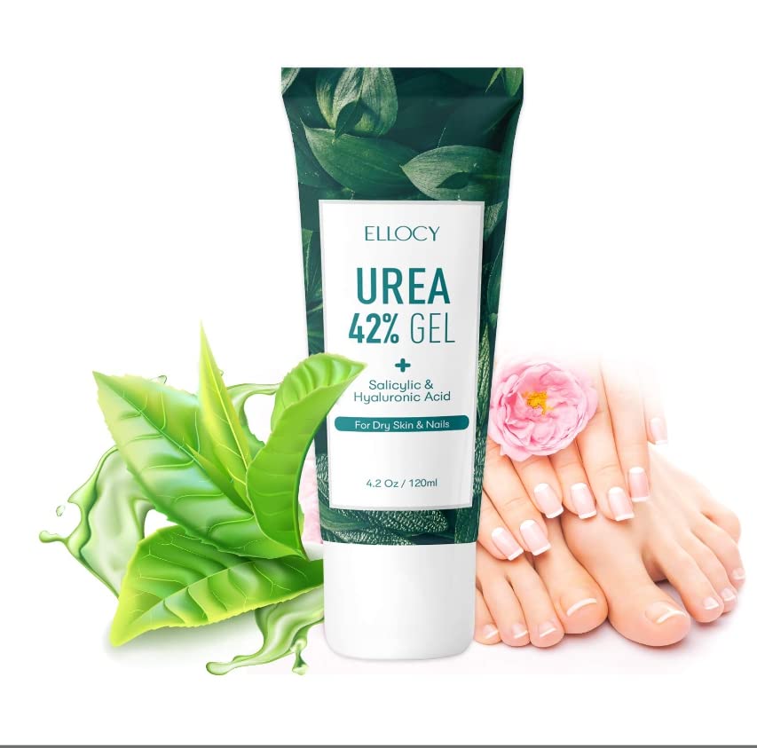 Ellocy 42% Urea Gel Max Plus Salicylic & Hyaluronic Acid - cracked heel repair callus remover gel for Elbows, Feet, and Hands, and cracked heel, calloused feet remover gel 4oz