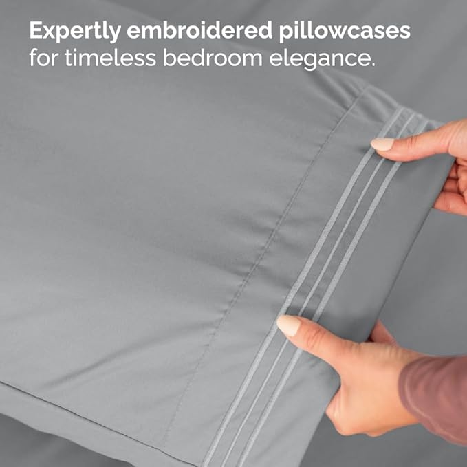 Bulk Case Pack of 16 Sheet Sets - (16) Complete Twin Size Sheet Sets with Deep Pockets - Wholesale Bulk Bedding for Hotels, Spas & Airbnbs - Breathable, Cooling and Wrinkle Free - (Twin, Steel Blue)