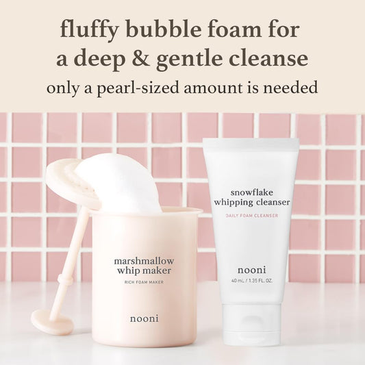 NOONI 2-in-1 Much Needed Facial Cleansing Kit - Marshmallow Whip Maker & Face Cleanser | Gentle Deep Cleanser For Skincare, Rich Foam Maker For Face Wash, Gift, Remove Impurities, for All Skin Types