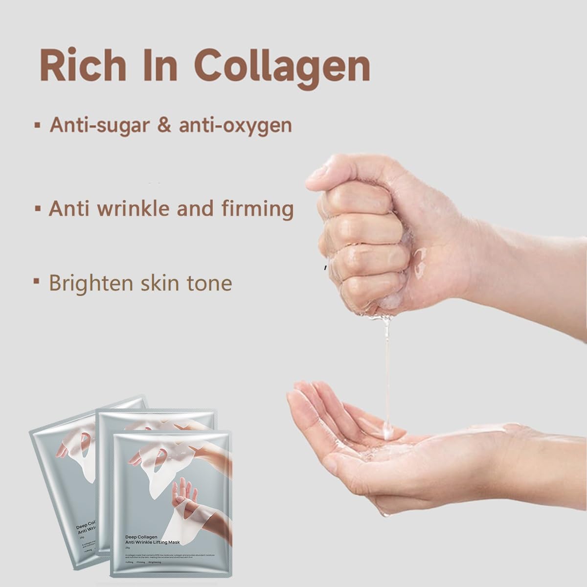 Collagen Face Mask,Deep Collagen Anti-Wrinkle Lifting Overnight Mask,Facial Sheet Masks With Low Molecular Weight for Lifting, Firming and Moisturizing(5pcs/1box)