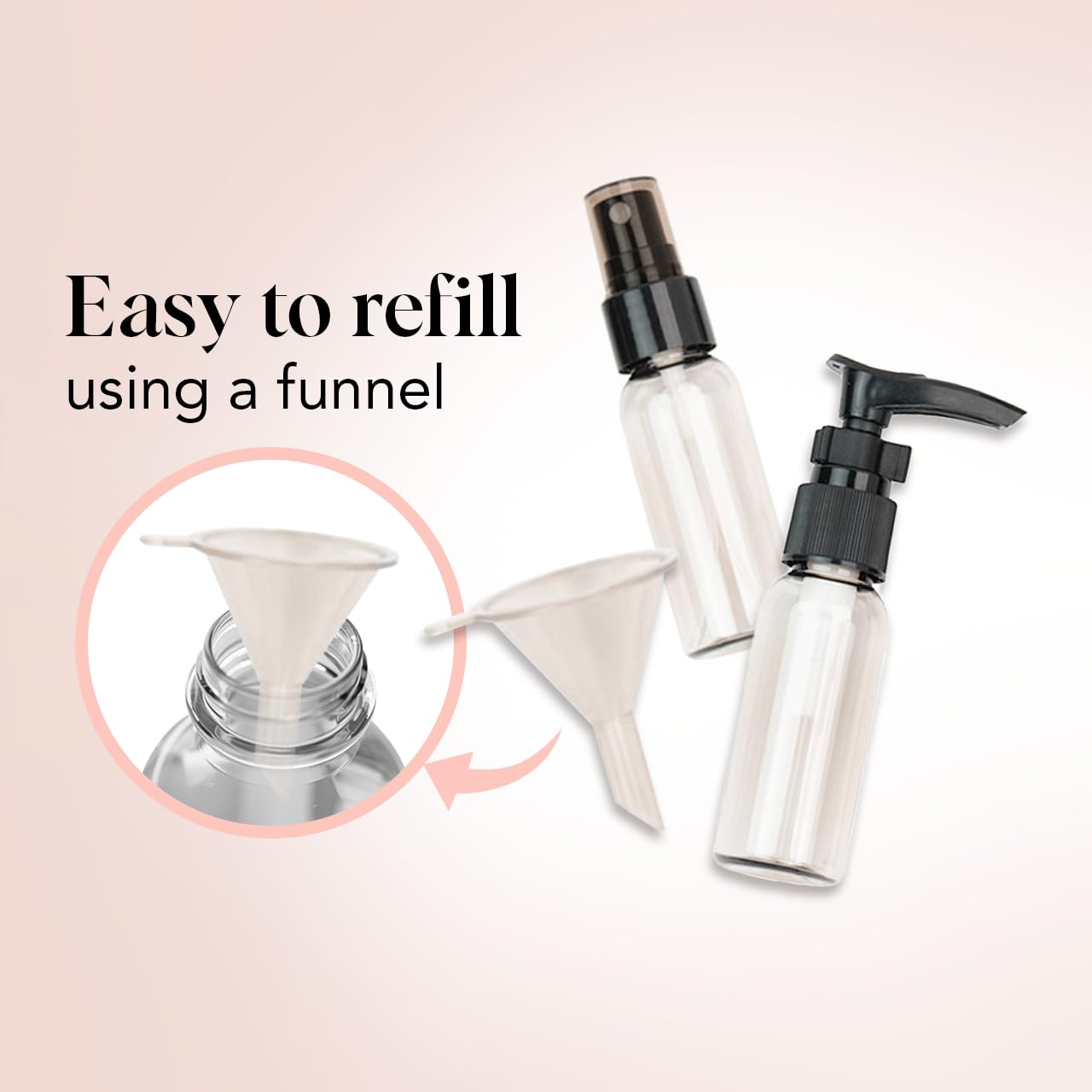 Kitsch 11 PCS Travel Bottles for Toiletries – Travel Essentials Kit for Shampoo, Conditioner, Lotion & More - TSA Approved Travel Bottles, Leak-Proof Refillable Travel Size Containers - Black & Ivory