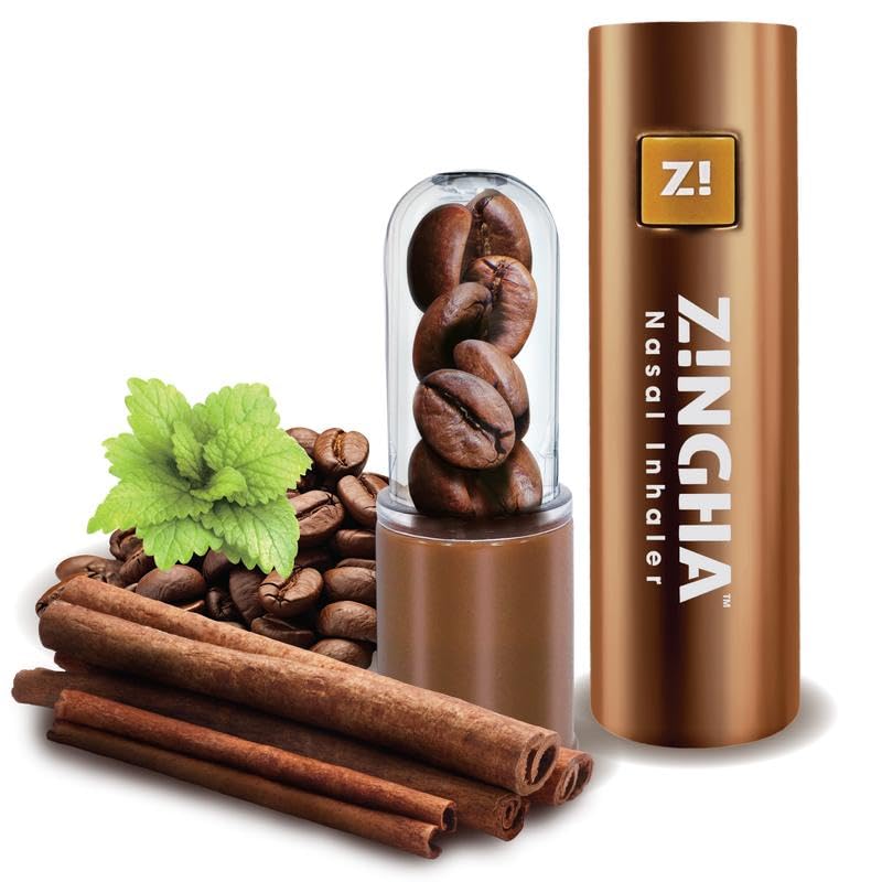 ZINGHA Coffee-Mint Aromatherapy Stick – Natural Energy, Focus & Sinus Support, Portable Wellness Inhaler (Single, Cinnamon Coffee Mint)