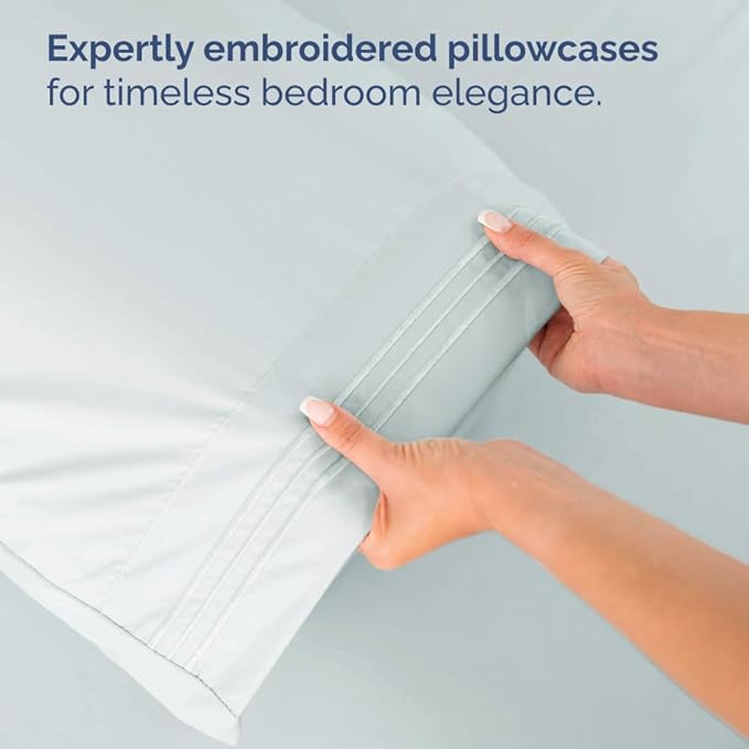 Bulk Case Pack of 10 Sheet Sets - (10) Complete Split King Size Sheet Sets w/ Deep Pockets - Wholesale Bulk Bedding for Hotels, Spas & Airbnbs - Breathable and Wrinkle Free - (Split King, Ice Blue)