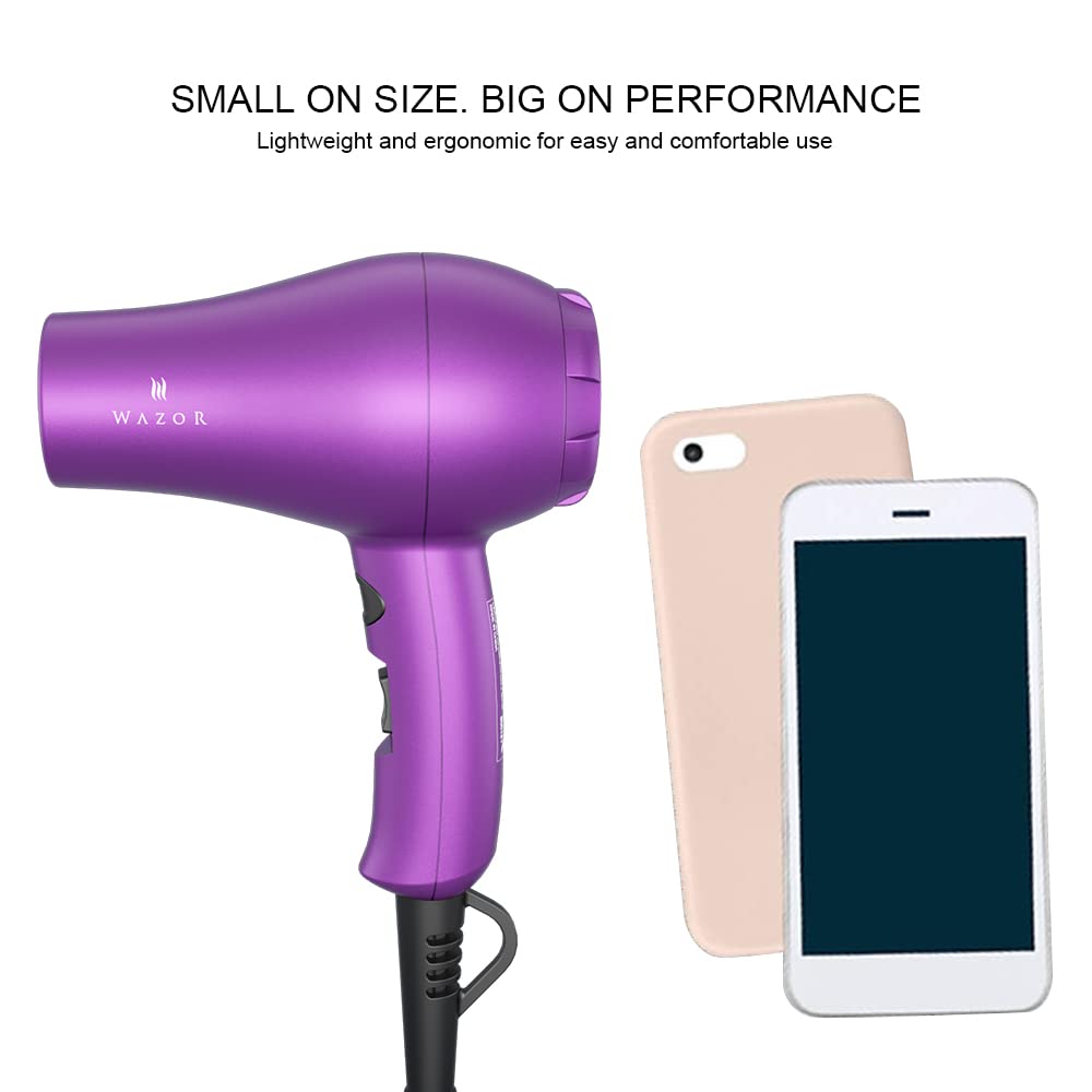 Lightweight Mini Hair Dryer for Pour Painting & RV Compact Travel Blow Dryer for Kids 1000W Ionic Dryer with Concentrator Cool Shot Button