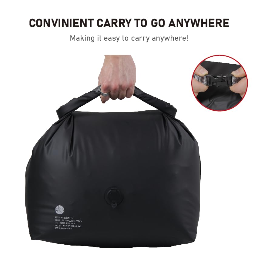 Noitullop Vacuum Compression Bags for Travel, 40L Pump-Free Reusable Vacuum Bags, Waterproof Laundry Bag for Backpack and Suitcase, Space Saver Bags for Backpacking