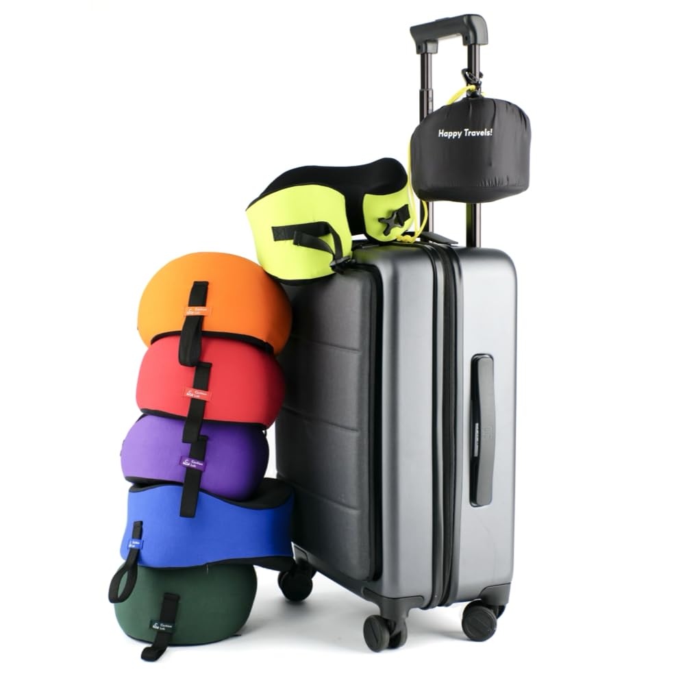 C CUSHION LAB Travel Pillow, Award-Winning Patented Ergonomic Design for Chin & Neck Support Memory Foam Neck Pillow, Compact Airplane Pillow for Traveling, Flight, Car (Gray, Medium)