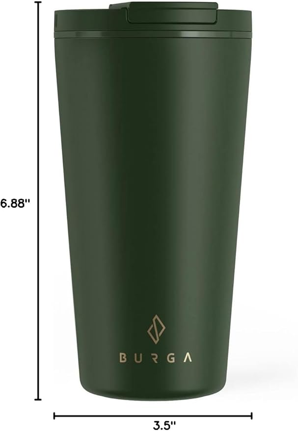 BURGA Travel Coffee Mug (16oz) – Spill-Proof, Secure-Seal Insulated Coffee Mug – Scratch-Resistant, Stainless Steel Travel Mug Stays Hot or Cold – Anti-Slip Coffee Tumbler – Khaki Travel Mug